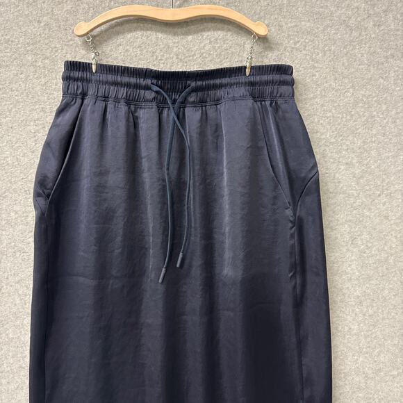 Lululemon Glide Away Navy Blue Side Slit Satin Pull-On Slip Midi Skirt Size 6 - Picture 3 of 14
